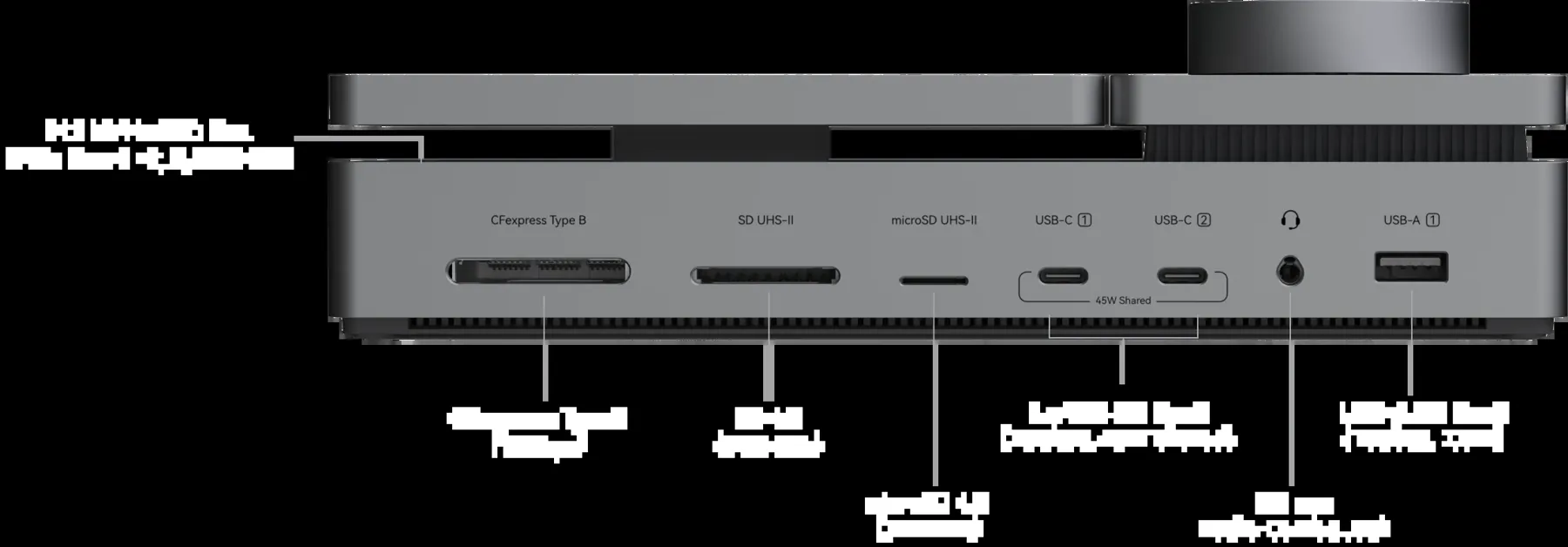 Labeled rear and front connections on the PexarBolt Ultra TBT5 Dock