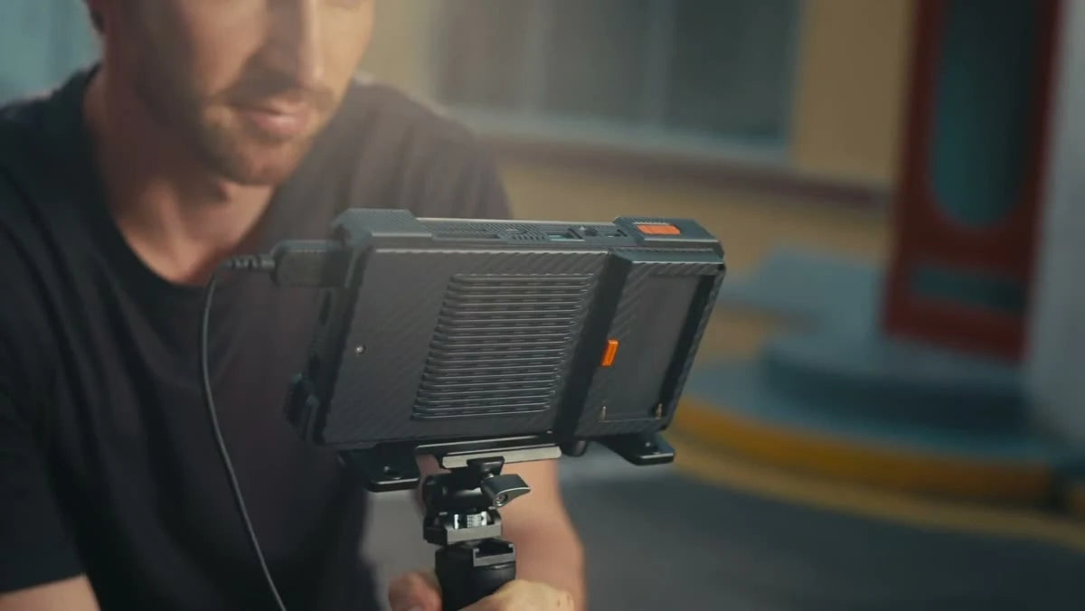 PixelMob mounted on a camera rig during a shoot