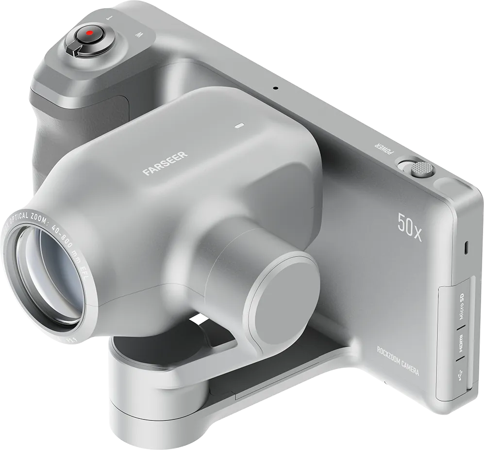 Silver RocXZoom robotic extreme zoom camera
